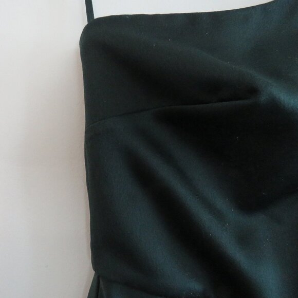 BHLDN Dylan One-Shoulder Satin Charmeuse Side-Slit Bridesmaid Gown Dark Emerald - Picture 6 of 16